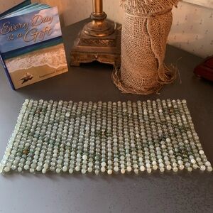 Natural JADE STONE COOLING PILLOW or seating pad, breathable round GREEN beads.